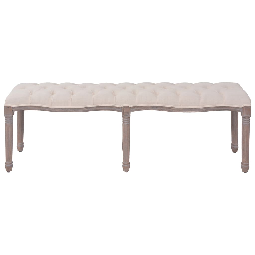 Panca in Tessuto e Legno Massello 150x39,8x48 cm Bianco Crema | homemem39