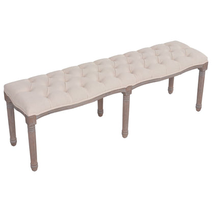 Panca in Tessuto e Legno Massello 150x39,8x48 cm Bianco Crema | homemem39