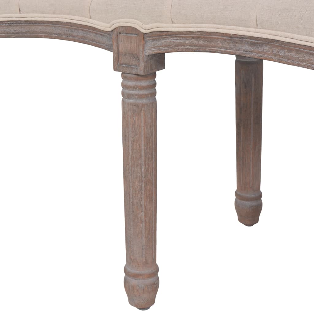 Panca in Tessuto e Legno Massello 150x39,8x48 cm Bianco Crema | homemem39