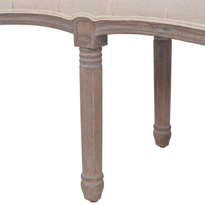 Panca in Tessuto e Legno Massello 150x39,8x48 cm Bianco Crema | homemem39