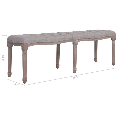 Panca in Tessuto e Legno Massello 150x39,8x48 cm Bianco Crema | homemem39