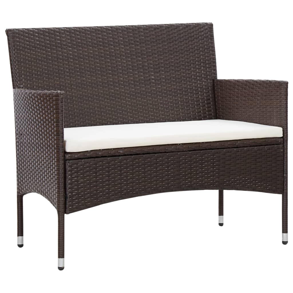 Set Divani da Giardino 5 pz con Cuscini in Polyrattan Marrone | homemem39