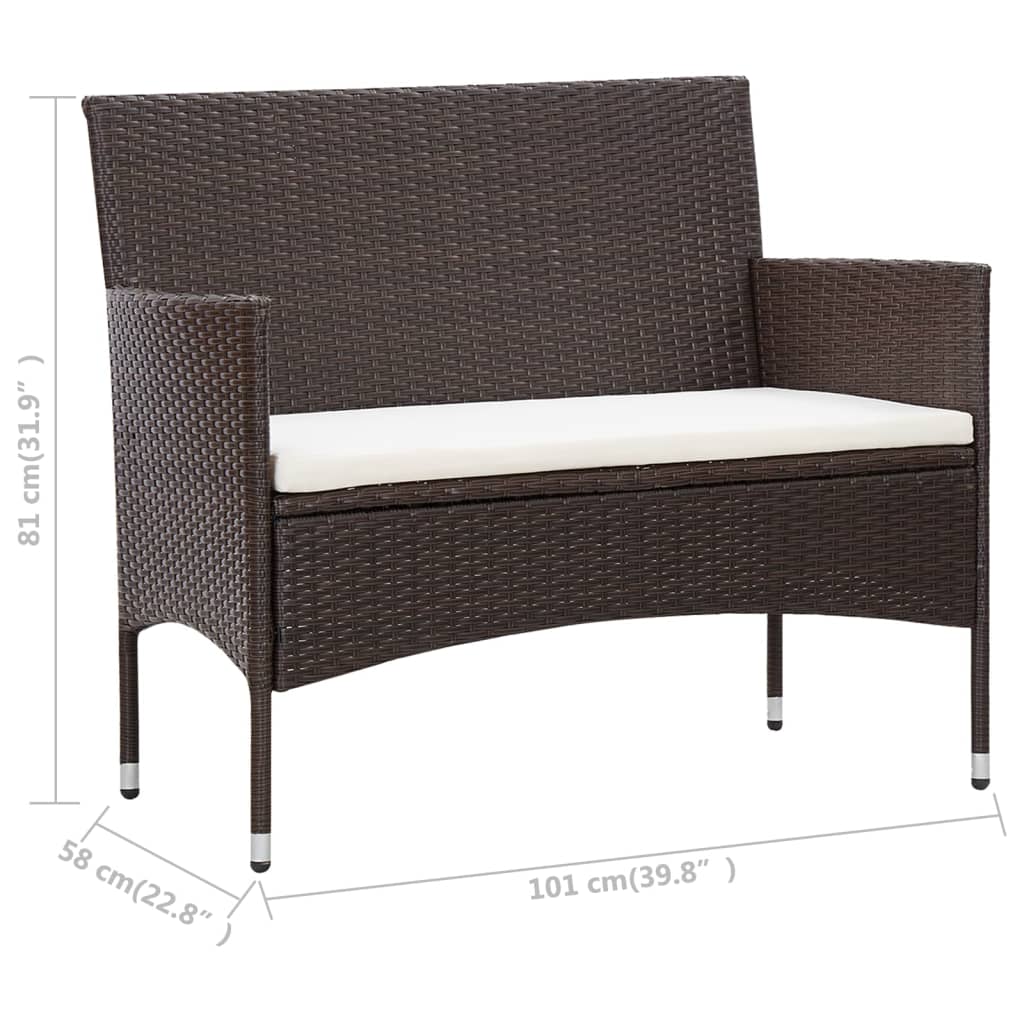 Set Divani da Giardino 5 pz con Cuscini in Polyrattan Marrone | homemem39