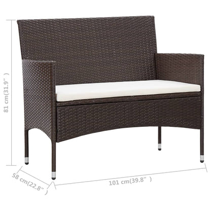 Set Divani da Giardino 5 pz con Cuscini in Polyrattan Marrone | homemem39
