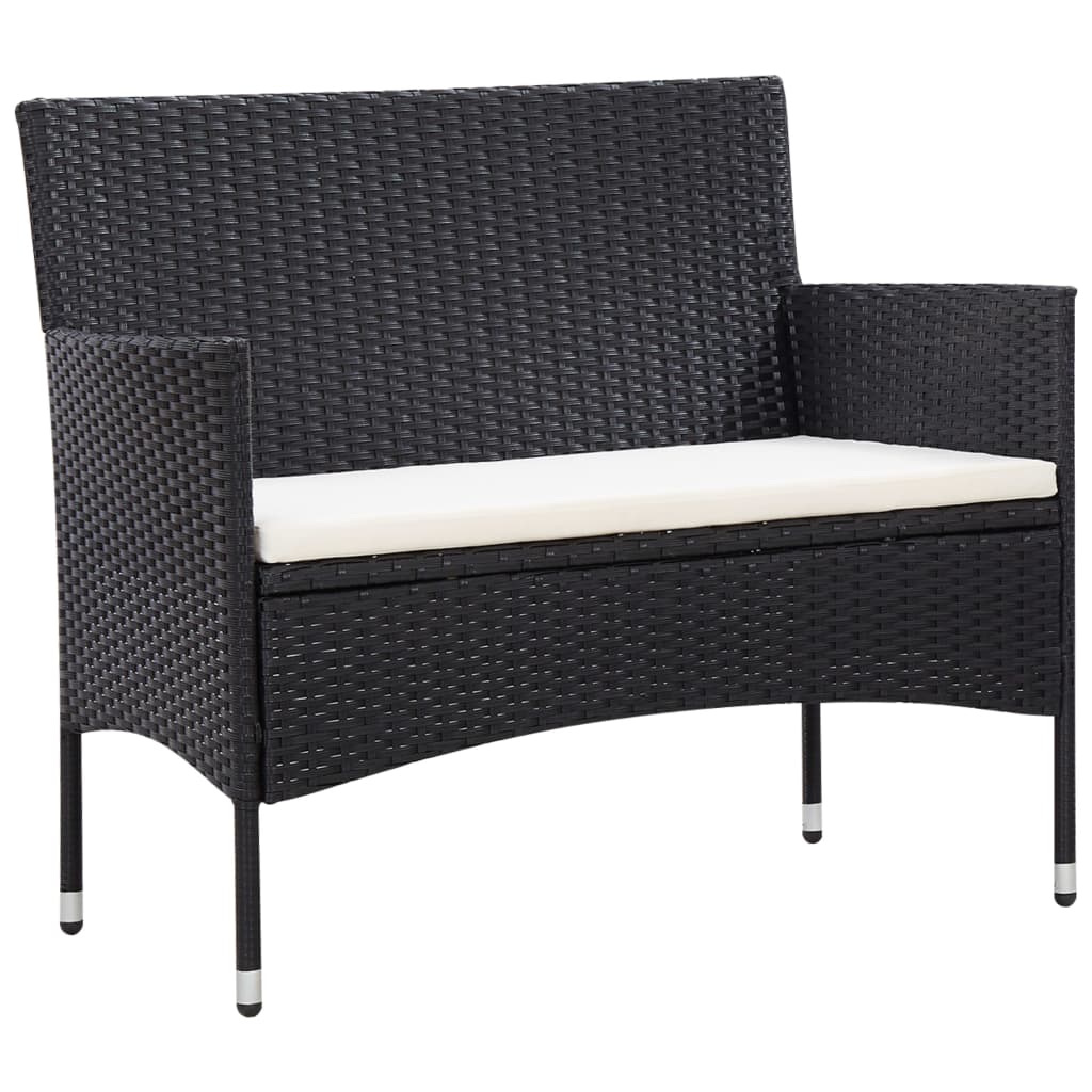 Set Divani da Giardino 5 pz con Cuscini in Polyrattan Nero | homemem39