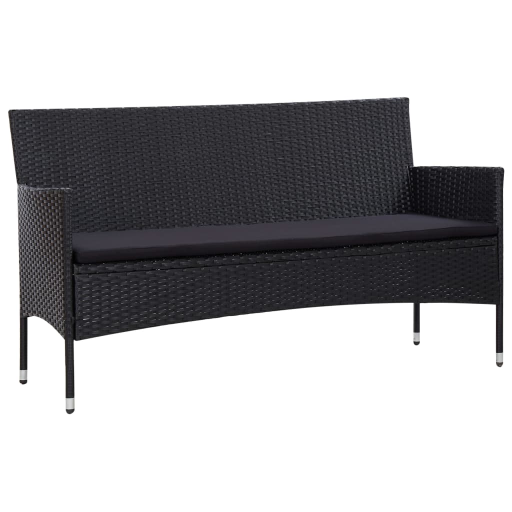 Set Divani da Giardino 5 pz con Cuscini in Polyrattan Nero | homemem39