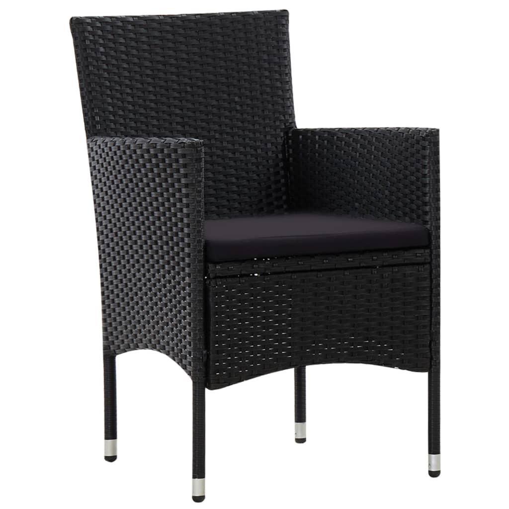 Set Divani da Giardino 5 pz con Cuscini in Polyrattan Nero | homemem39