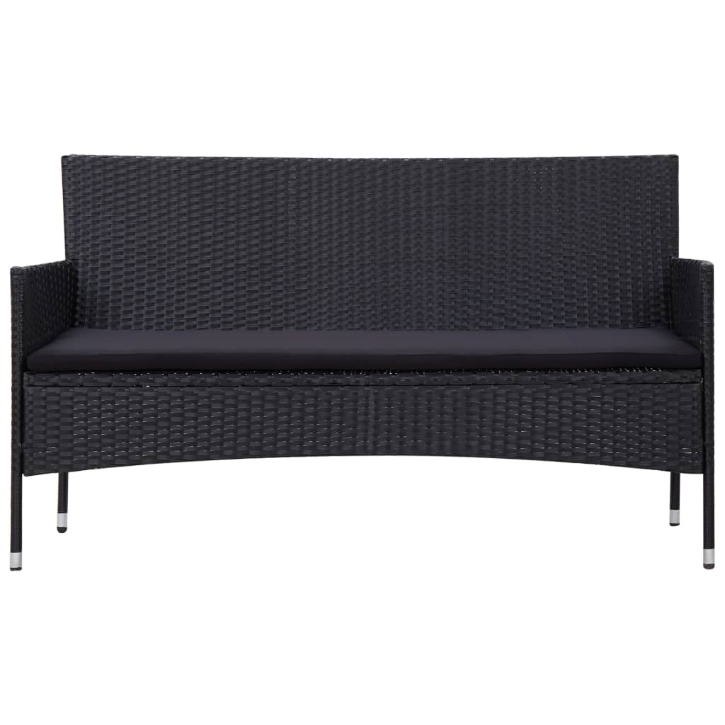 Set Divani da Giardino 5 pz con Cuscini in Polyrattan Nero | homemem39