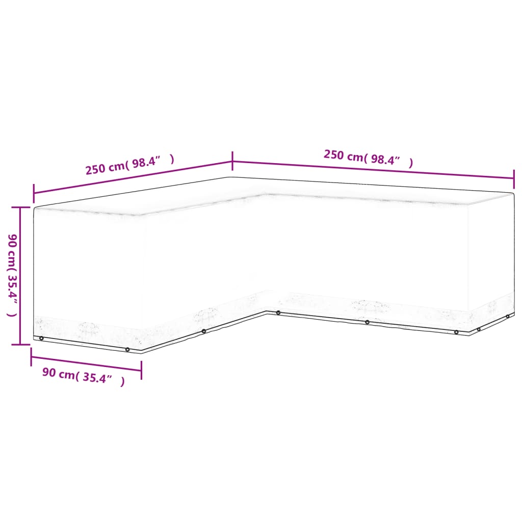 Telo per Mobili da Giardino Forma a L 12 Occhielli 250x250x90cm | homemem39