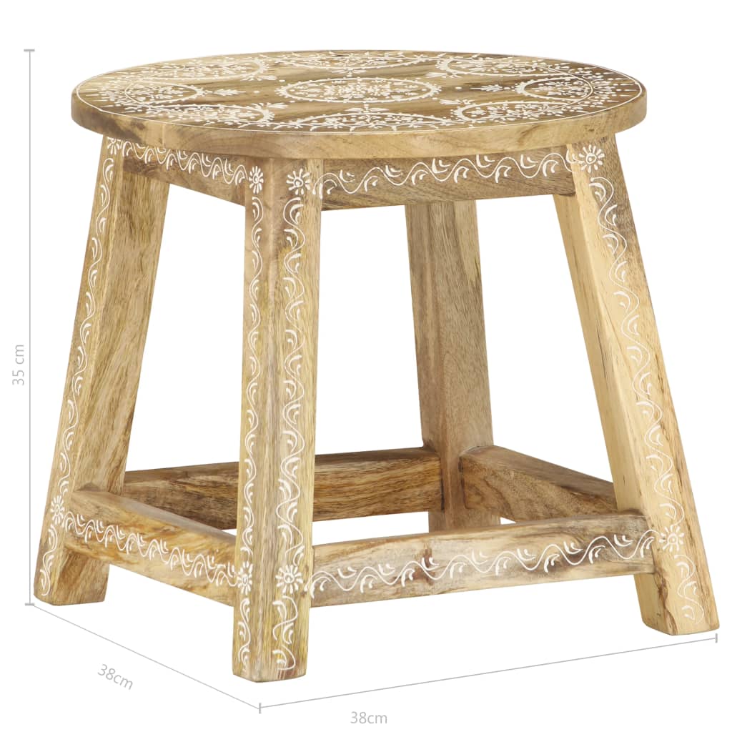 Sgabello Dipinto a Mano 38x38x35 cm in Legno Massello di Mango | homemem39