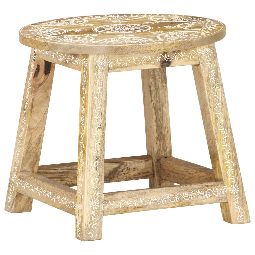 Sgabello Dipinto a Mano 38x38x35 cm in Legno Massello di Mango | homemem39