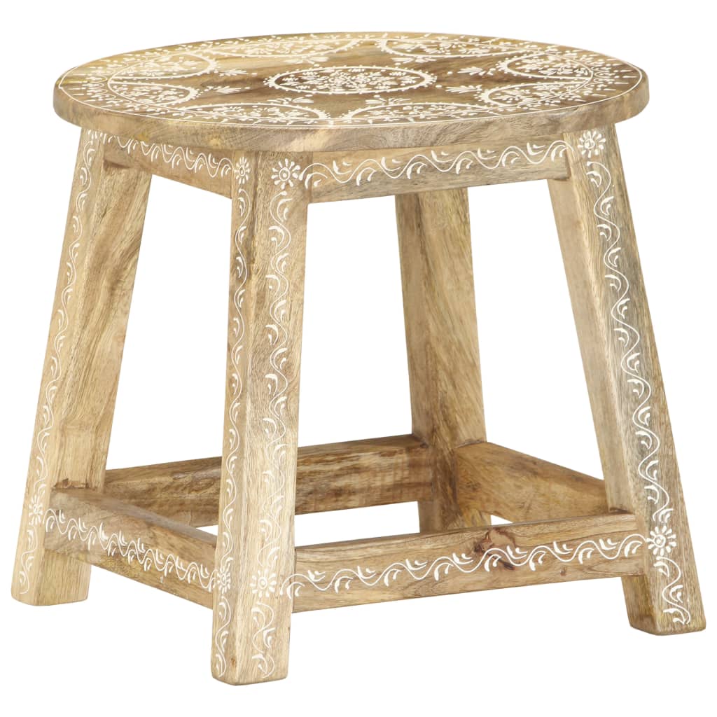 Sgabello Dipinto a Mano 38x38x35 cm in Legno Massello di Mango | homemem39