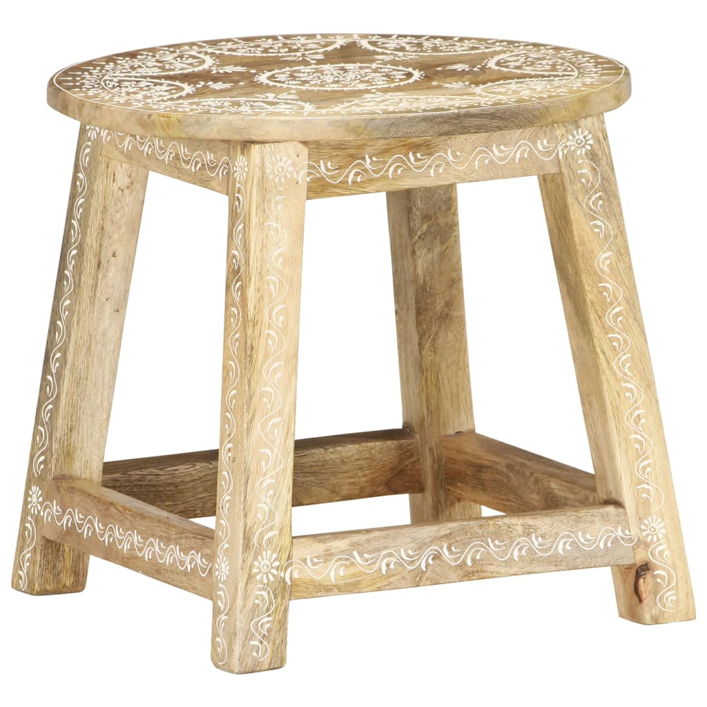 Sgabello Dipinto a Mano 38x38x35 cm in Legno Massello di Mango | homemem39