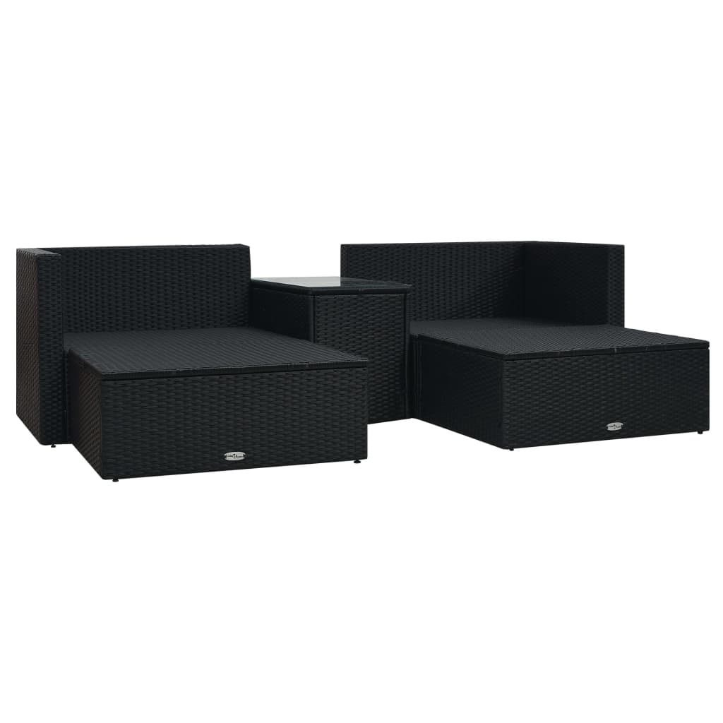 Set Divani da Giardino 5 pz con Cuscini in Polyrattan Nero | homemem39