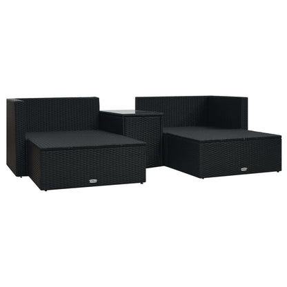 Set Divani da Giardino 5 pz con Cuscini in Polyrattan Nero | homemem39