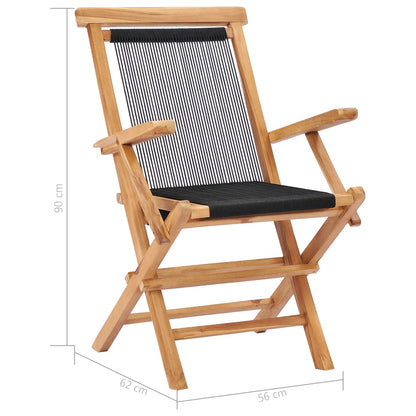 Sedie da Giardino Pieghevoli 2pz Legno Massello di Teak e Corda | homemem39