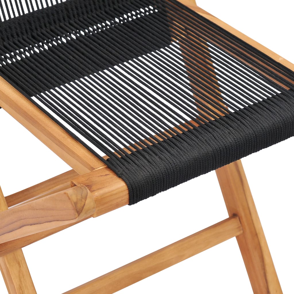 Sedie da Giardino Pieghevoli 2pz Legno Massello di Teak e Corda | homemem39