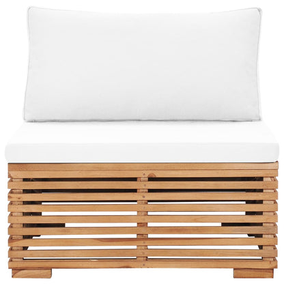 Divano Centrale da Giardino con Cuscino Crema Massello di Teak | homemem39