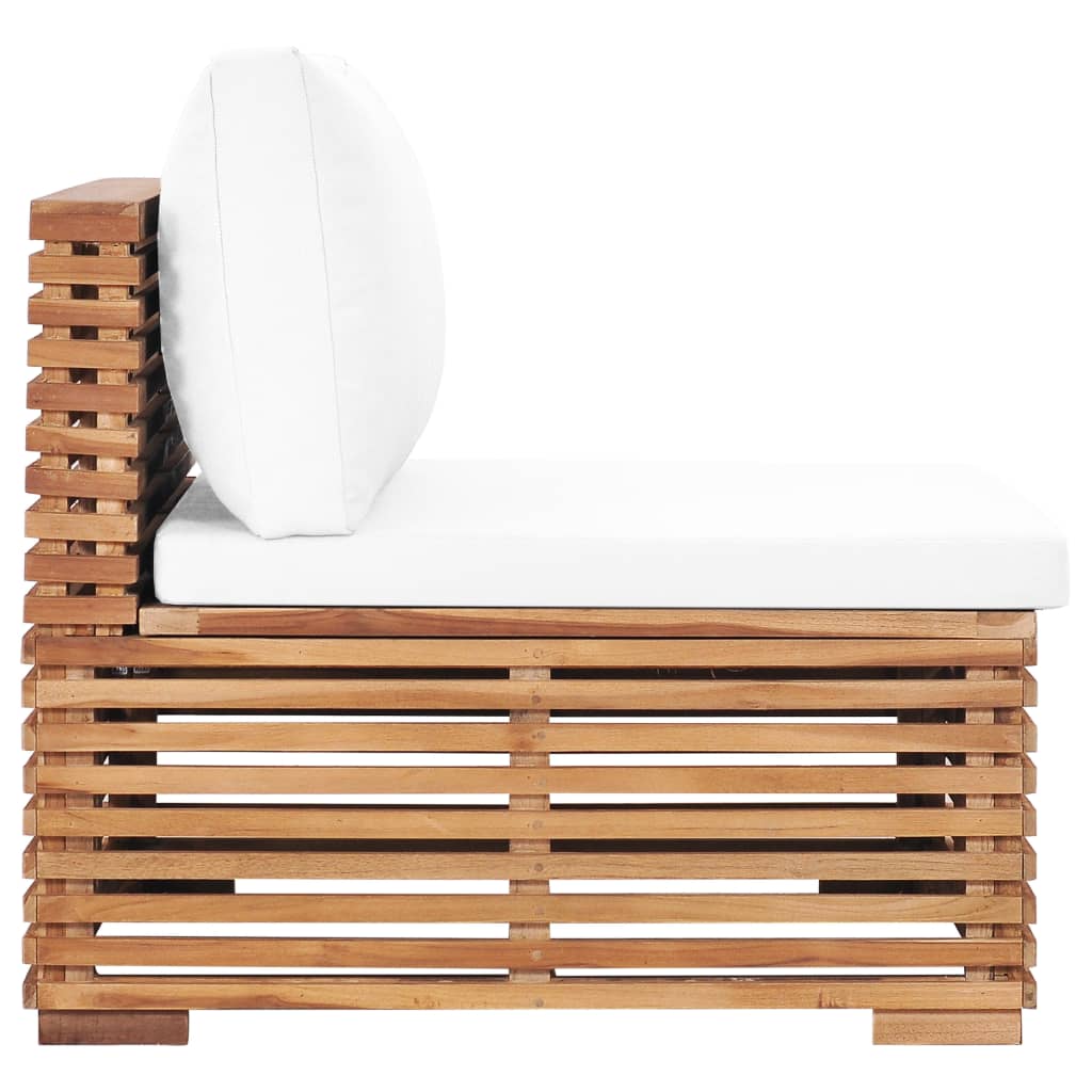 Divano Centrale da Giardino con Cuscino Crema Massello di Teak | homemem39