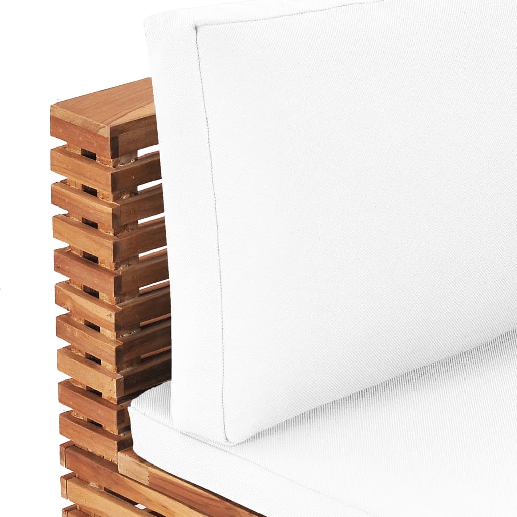 Divano Centrale da Giardino con Cuscino Crema Massello di Teak | homemem39
