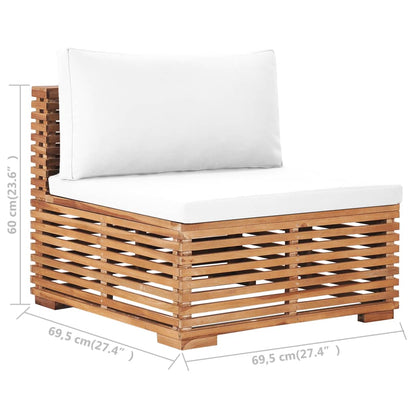 Divano Centrale da Giardino con Cuscino Crema Massello di Teak | homemem39