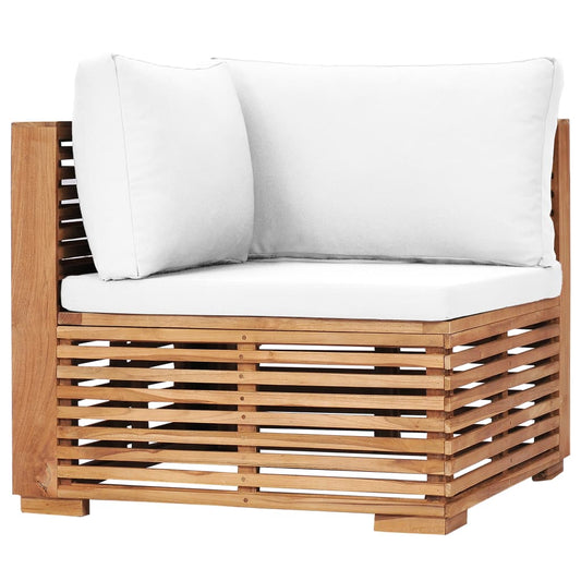 Divano Angolare da Giardino con Cuscino Crema Massello di Teak | homemem39