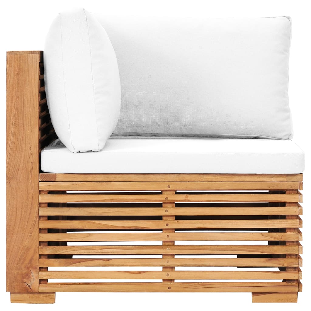 Divano Angolare da Giardino con Cuscino Crema Massello di Teak | homemem39