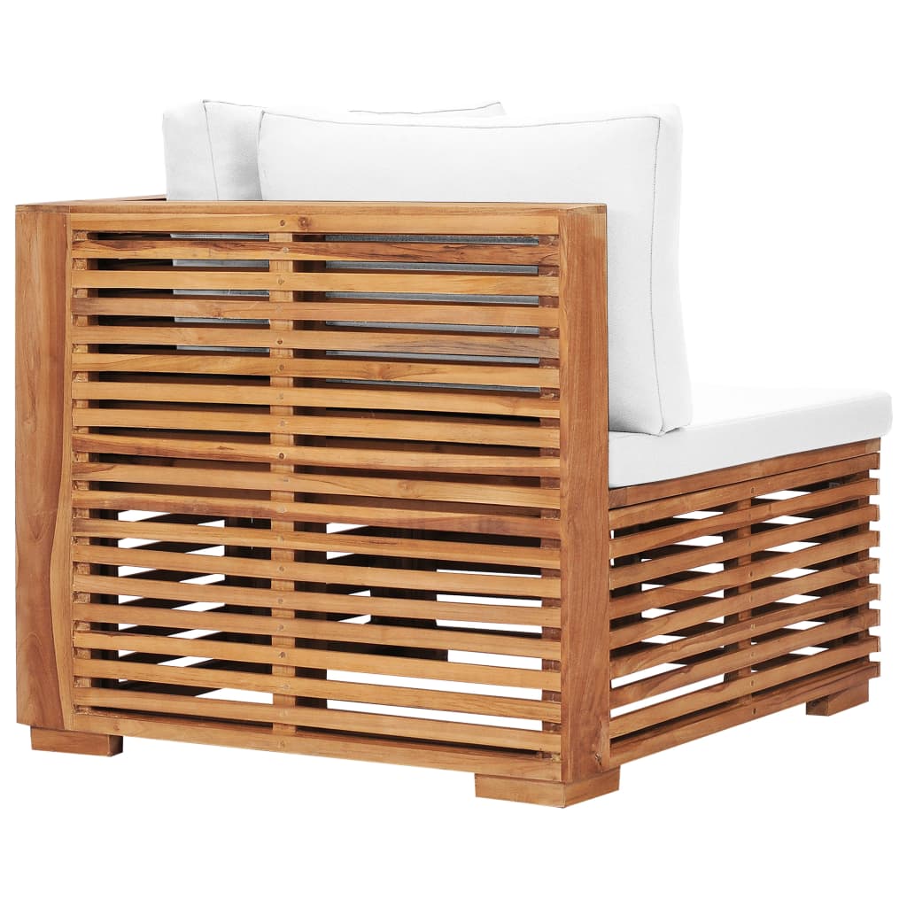 Divano Angolare da Giardino con Cuscino Crema Massello di Teak | homemem39