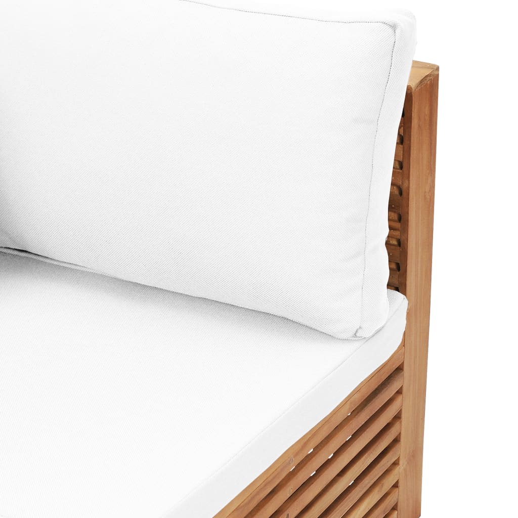 Divano Angolare da Giardino con Cuscino Crema Massello di Teak | homemem39