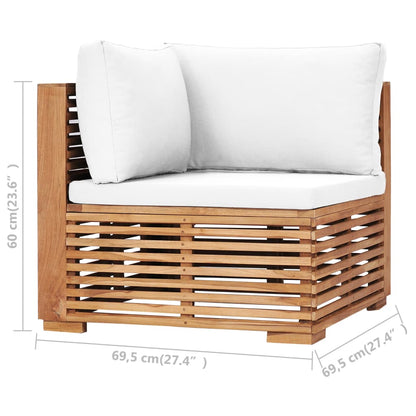 Divano Angolare da Giardino con Cuscino Crema Massello di Teak | homemem39