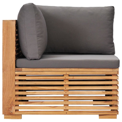 Divano Angolare da Giardino con Cuscino Grigio Massello di Teak | homemem39