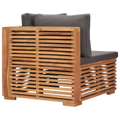 Divano Angolare da Giardino con Cuscino Grigio Massello di Teak | homemem39