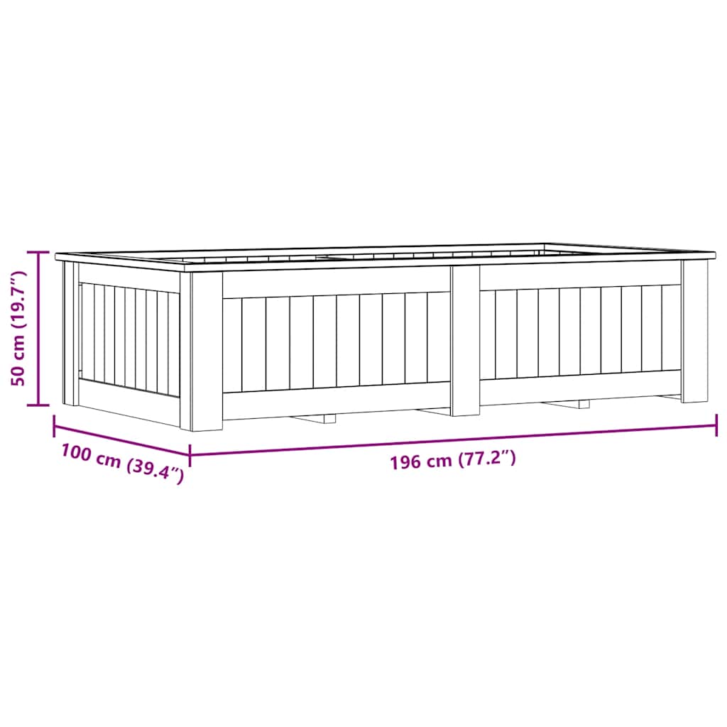 Fioriera Rialzata 196x100x50 cm in Legno di Pino Impregnato