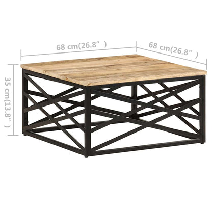 Tavolino da Salotto 68x68x35 cm in Legno Massello di Mango