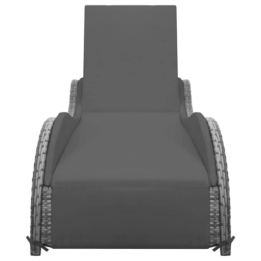 Lettino Prendisole con Cuscino in Polyrattan Antracite