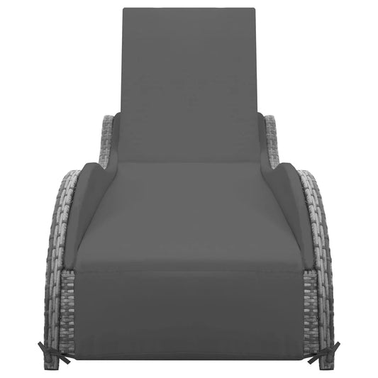 Lettino Prendisole con Cuscino in Polyrattan Antracite - homemem39