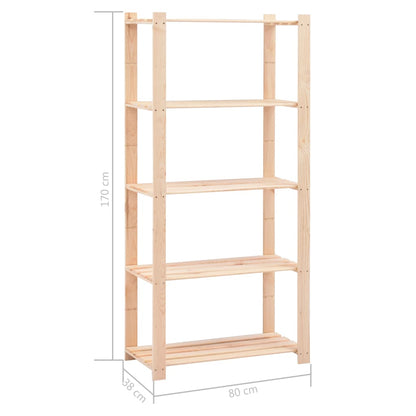 Scaffali a 5 Livelli 2 pz 80x38x170 cm in Massello Pino 250 kg