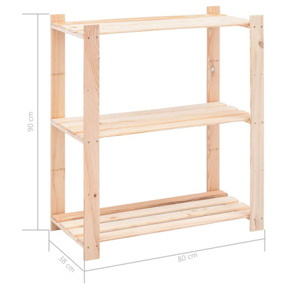 Scaffali a 3 Livelli 10 pz 80x38x90 cm in Massello Pino 150 kg | homemem39