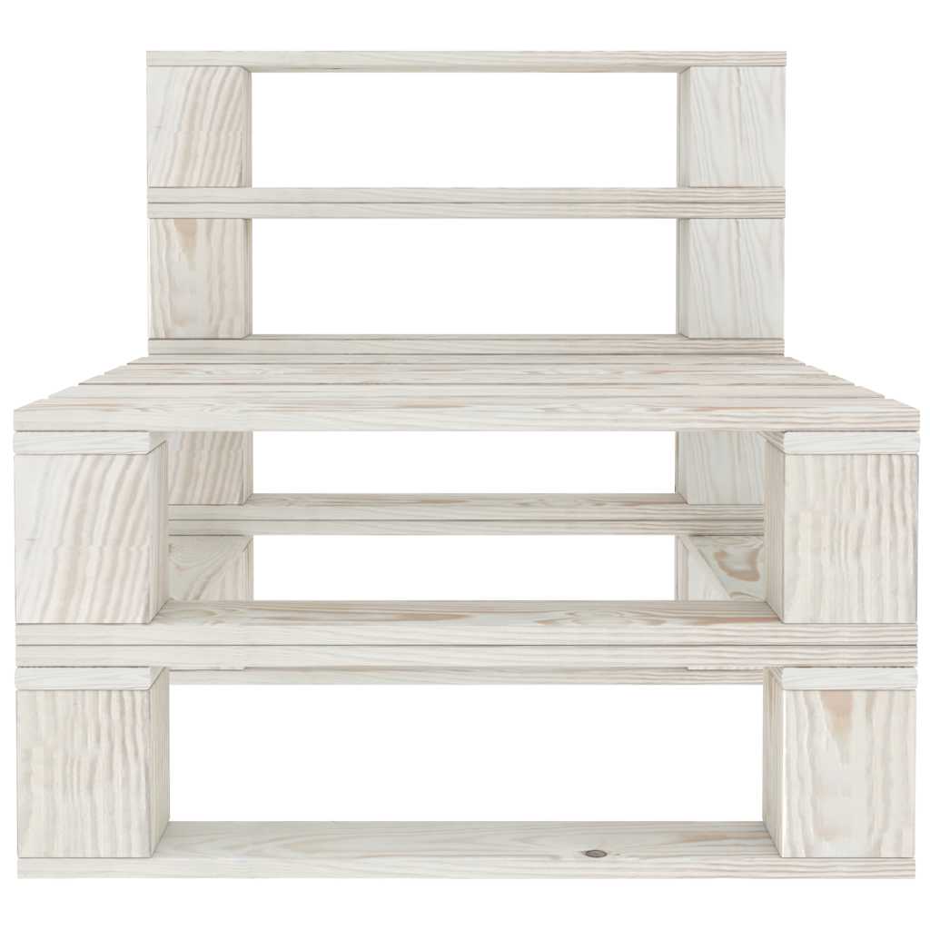 Divano Centrale da Giardino su Pallet in Legno Bianco | homemem39