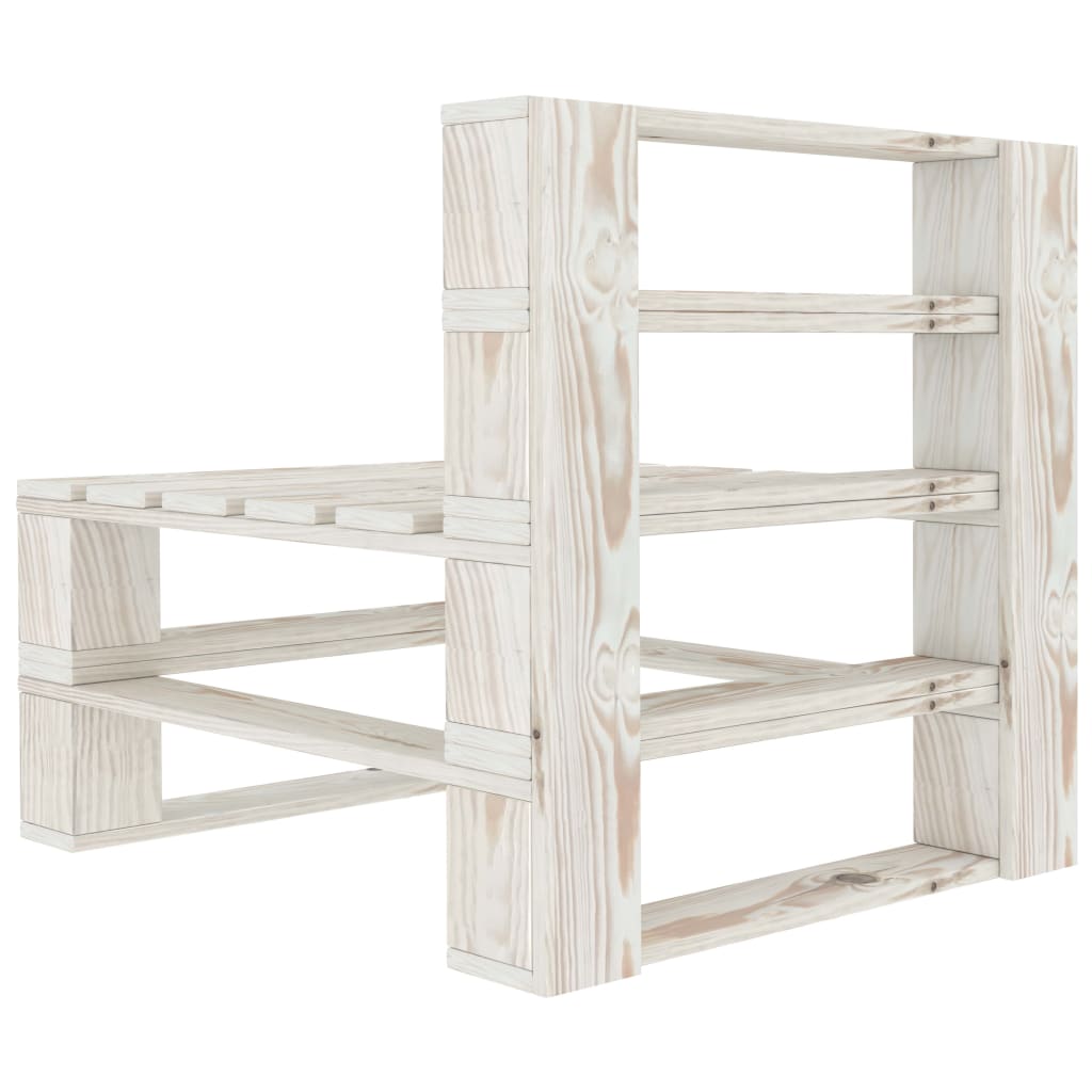 Divano Centrale da Giardino su Pallet in Legno Bianco | homemem39
