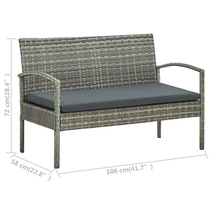 Set Divani da Giardino 4 pz con Cuscini in Polyrattan Grigio | homemem39