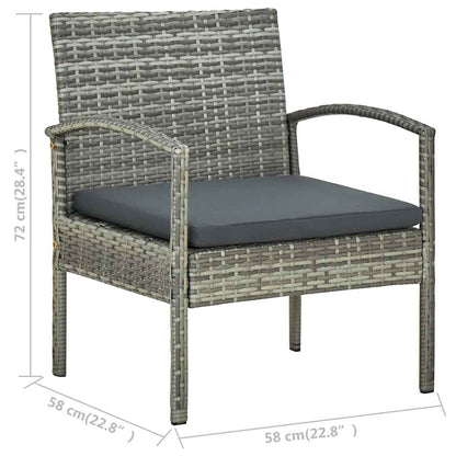 Set Divani da Giardino 4 pz con Cuscini in Polyrattan Grigio
