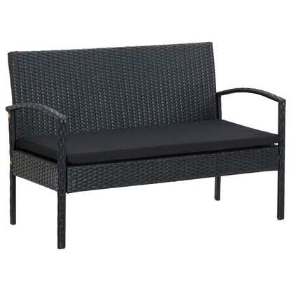 Set Divani da Giardino 4 pz con Cuscini in Polyrattan Nero | homemem39