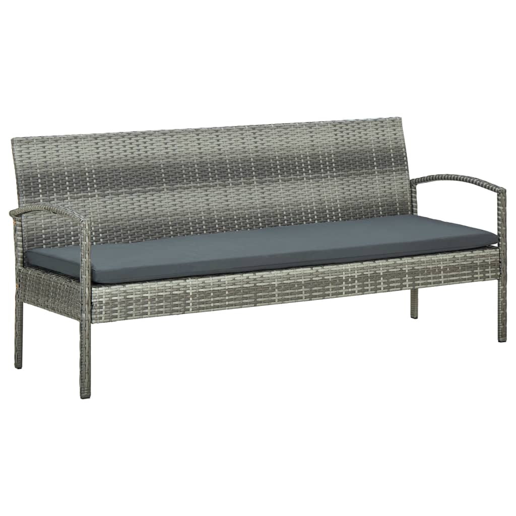 Set Divani da Giardino 5pz con Cuscini in Polyrattan Grigio | homemem39