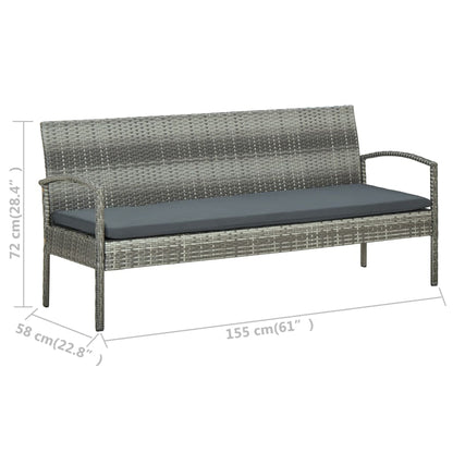 Set Divani da Giardino 5pz con Cuscini in Polyrattan Grigio | homemem39