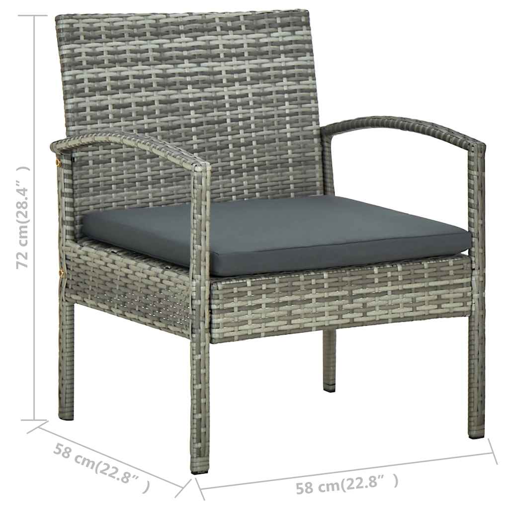 Set Divani da Giardino 5pz con Cuscini in Polyrattan Grigio | homemem39
