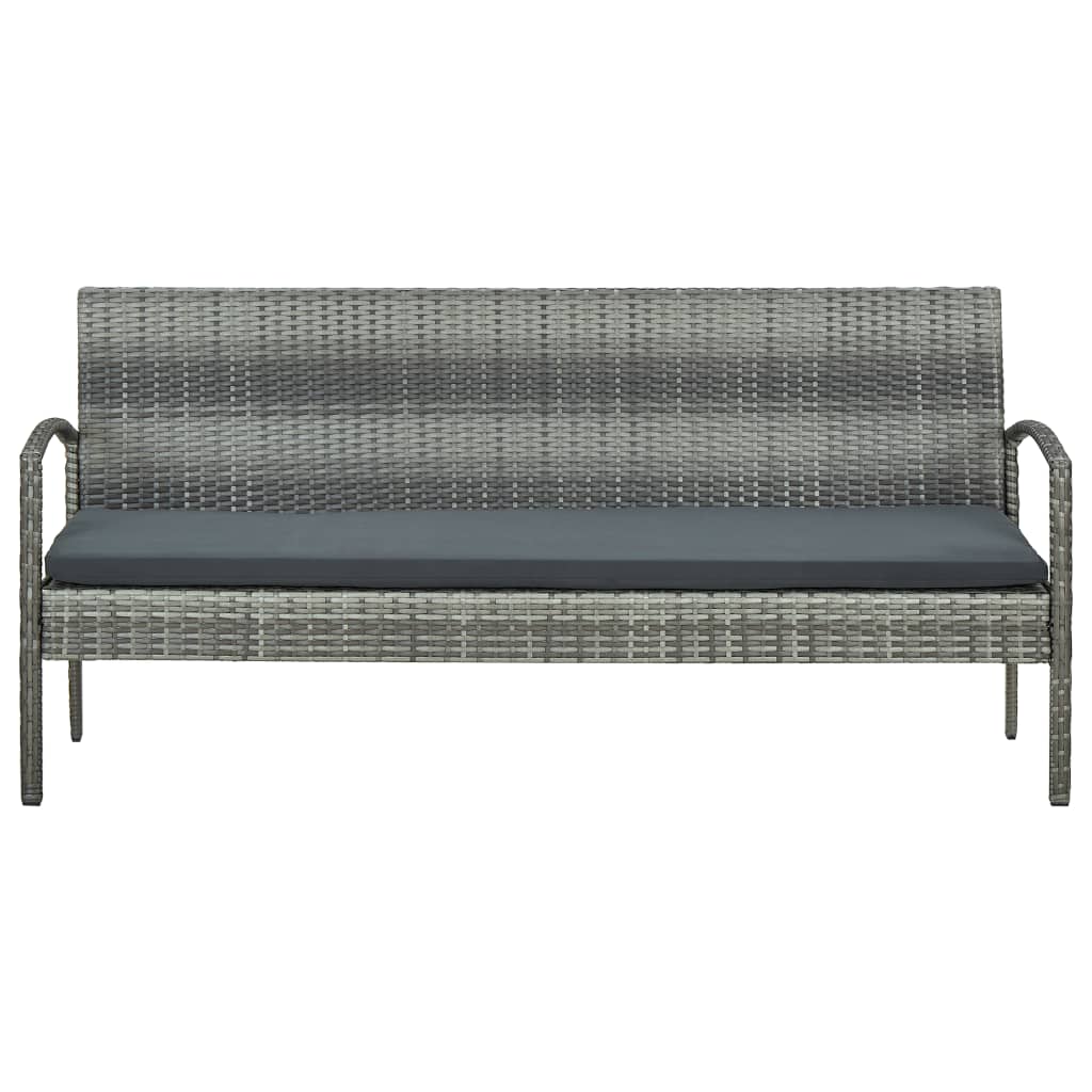Divano da Giardino a 3 Posti con Cuscini in Polyrattan Grigio | homemem39