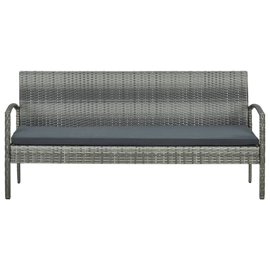 Divano da Giardino a 3 Posti con Cuscini in Polyrattan Grigio | homemem39