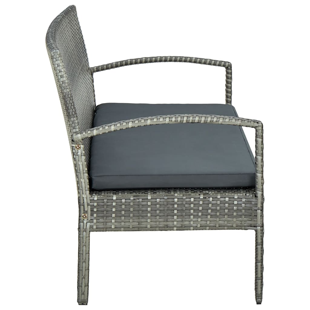 Divano da Giardino a 3 Posti con Cuscini in Polyrattan Grigio | homemem39