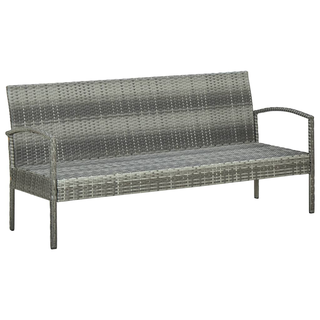 Divano da Giardino a 3 Posti con Cuscini in Polyrattan Grigio | homemem39